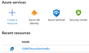 working with azure sentinel landing page