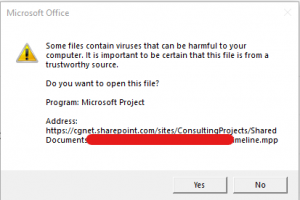 opening files in teams warning message