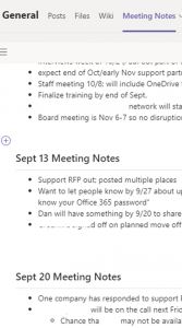 get started with teams sample meeting notes