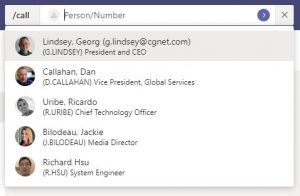 Microsoft Teams Call list