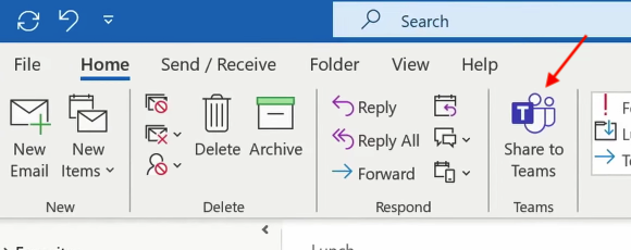 Sharing from Outlook to Teams