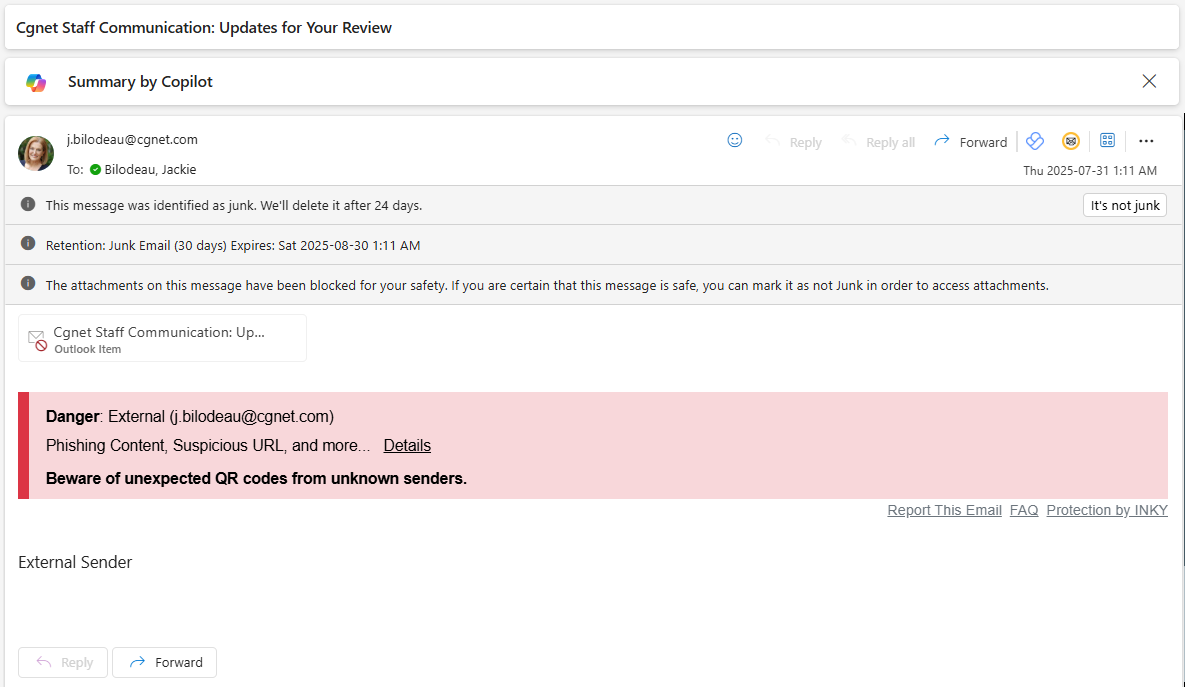 Spoofed message