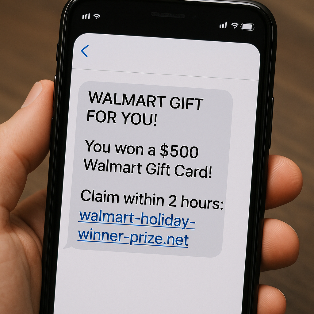 holiday sms phishing scam example